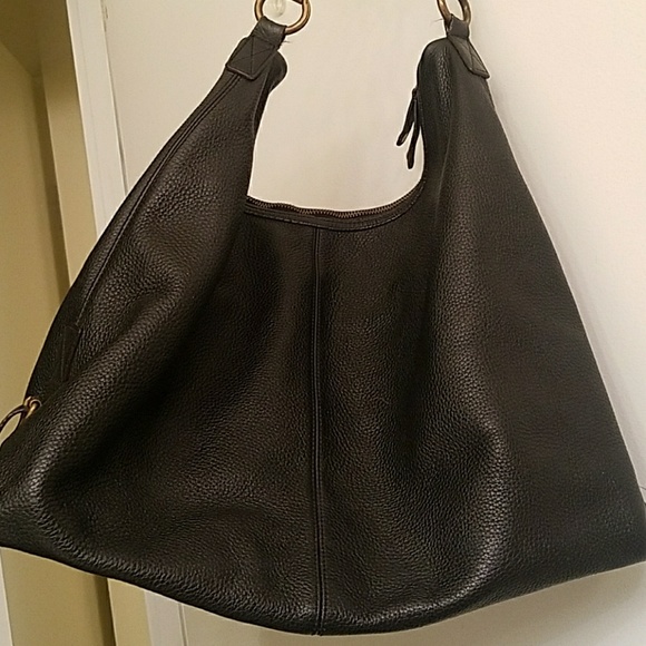 Black leather J.crew hobo style purse - Picture 4 of 8